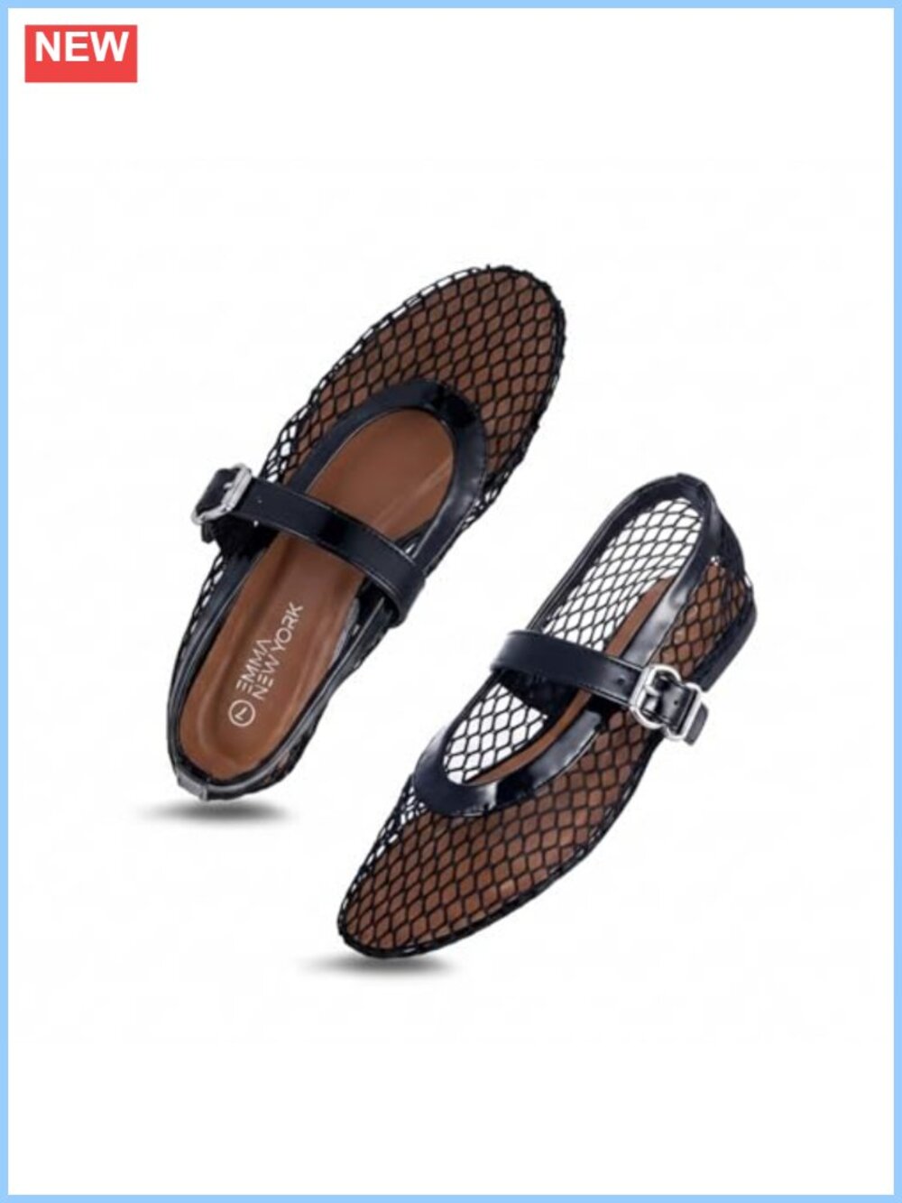 Womens Mesh Ballet Flats with Adjustable Buckle Non-Slip